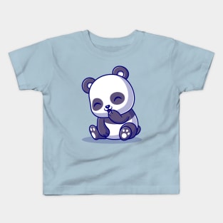 Cute Panda Sitting Cartoon Kids T-Shirt